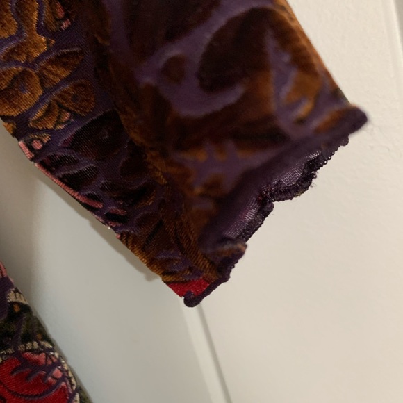 CAROLE LITTLE boho velour paisley multi beaded tunic top S - Picture 9 of 9